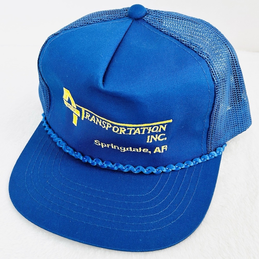4 Way Transportation Inc. Arkansas Rope Trucker Hat Cap Snapback Adjustable Blue